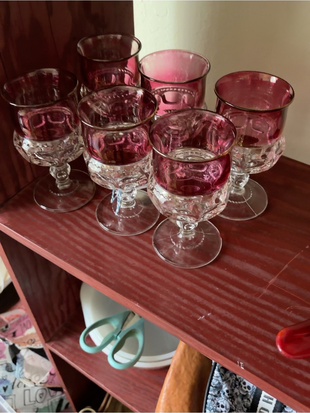 King’s Crown ruby-flash glassware sets